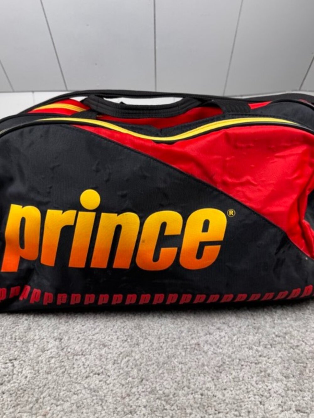 Prince Vintage 90's Retro Crossbody Duffel Bag Gym Pickleball Duffle Black Red